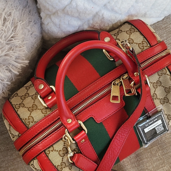 Gucci Sherry Web Boston 25 Bag GG Canvas..Authentic w/COA. - Picture 2 of 16